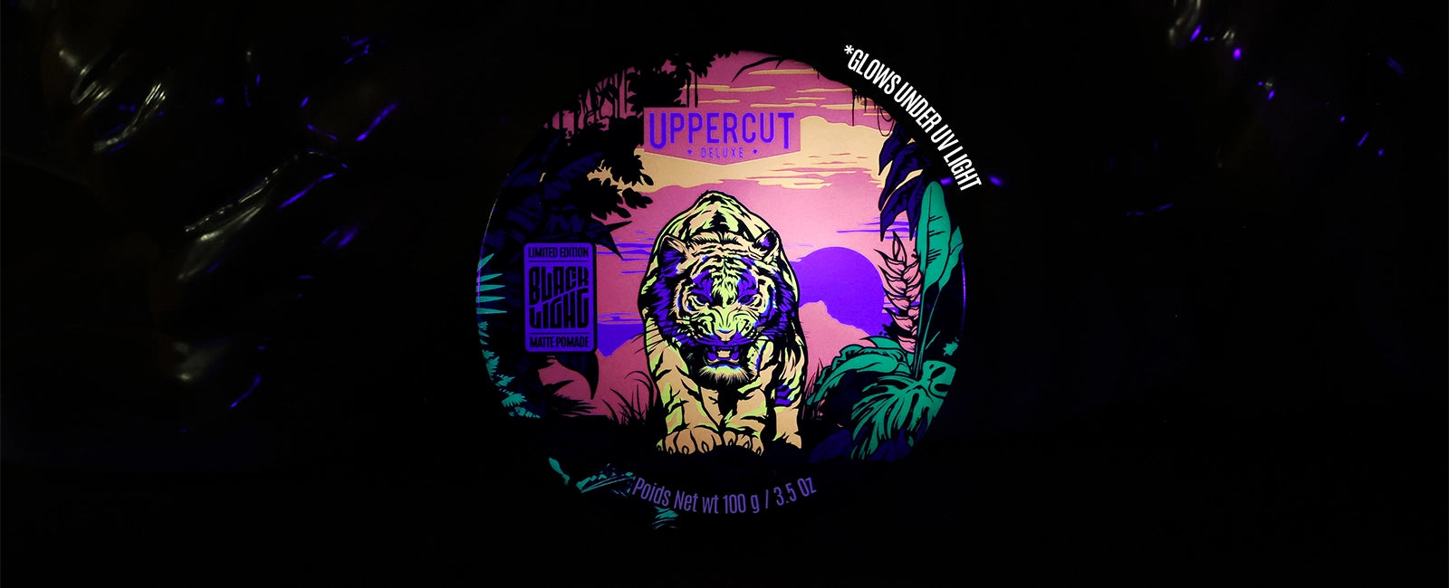 Black Light Matte Pomade UV Tin On Display